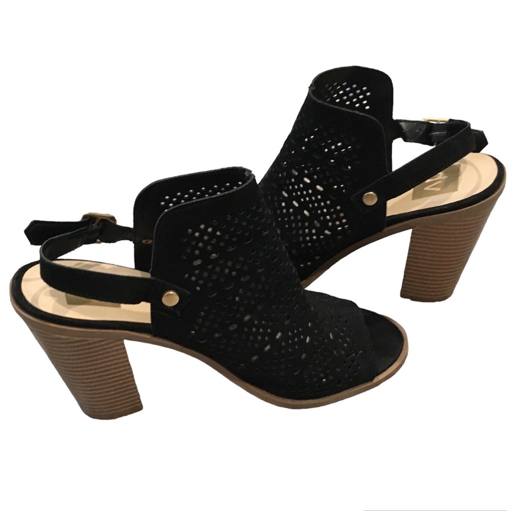 Dolce Vita Black Perforated Open Toes Heel Sandals Shoes 9